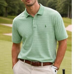 Polo Golf Ralph Lauren Green Stripe Polo Shirt XL Cotton Classic Fit